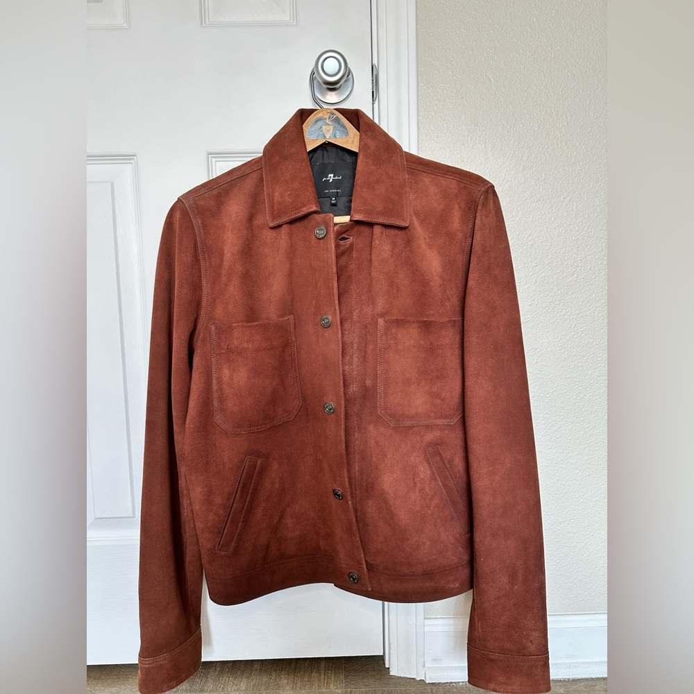 7 for all Mankind cognac suede jacket size Medium